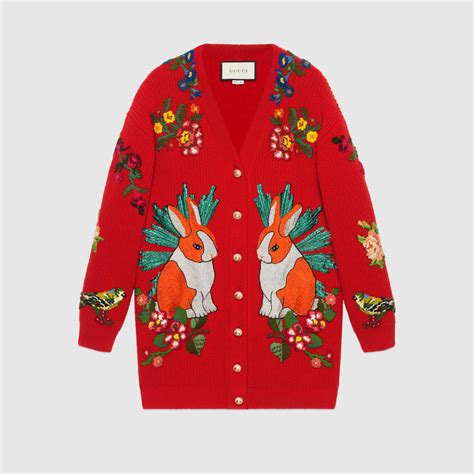 gucci rabbit cardigan|gucci embroidered oversized cardigan.